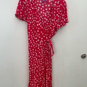 Seraphine Red / white floral Maternity Nursing Wrap Dress - Large/ 10